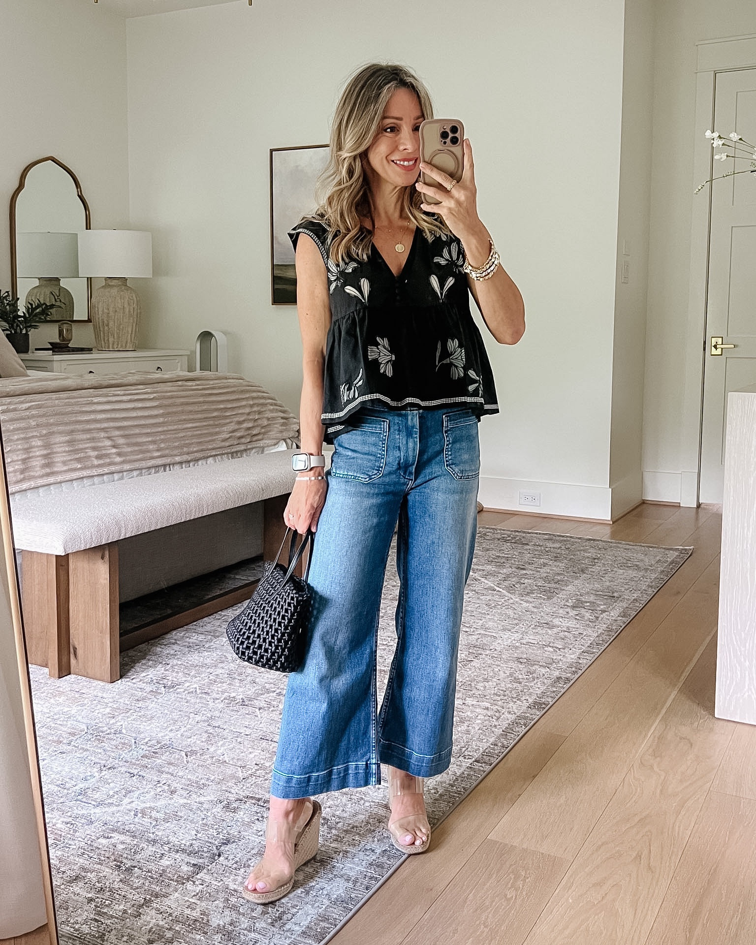 Anthro Top & Maeve Jeans 

Top Fit: I’m wearing an XS
Jeans Fit: I’m wearing a 25

#LTKOver40 #LTKSeasonal #LTKPetite