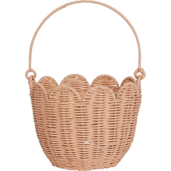 Rattan Tulip Carry Basket - Seashell Pink | Maisonette