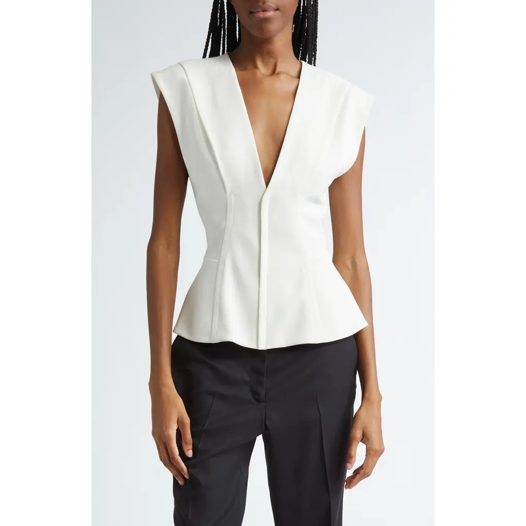 Proenza Schouler Janet Cap Sleeve Peplum Top in White at Nordstrom, Size 4 | Nordstrom