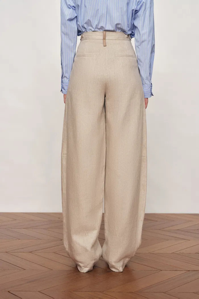 Oakley Double Waistband Relaxed-Fit Tailored Trousers in Cotton Linen | Fabrique