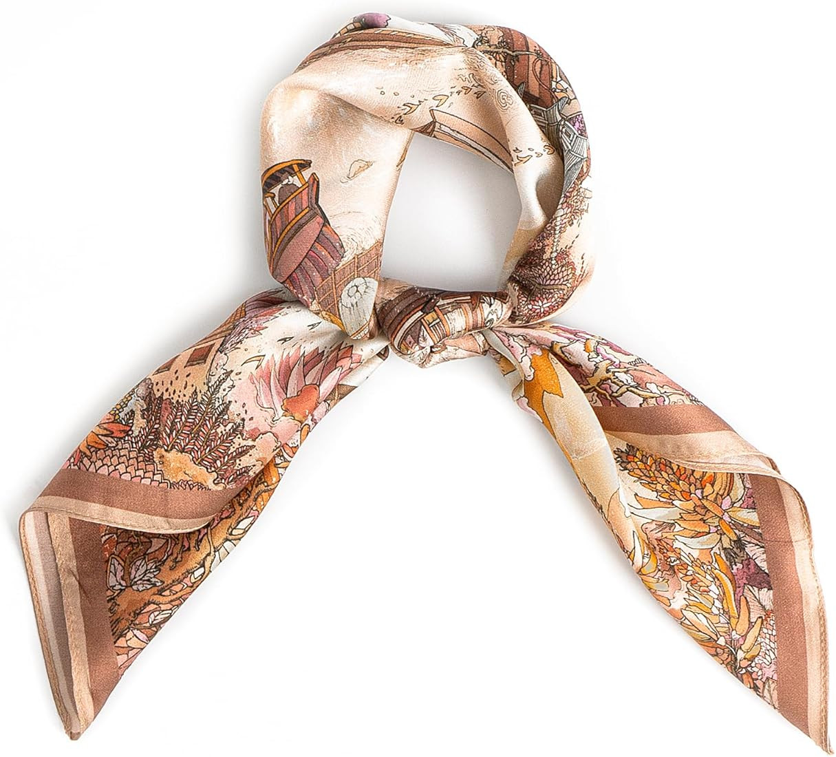 Mulberry Silk Scarfs Small Square Scarfs for Women 21" x 21" Lightweight Square Satin Head Scarf | Amazon (US)