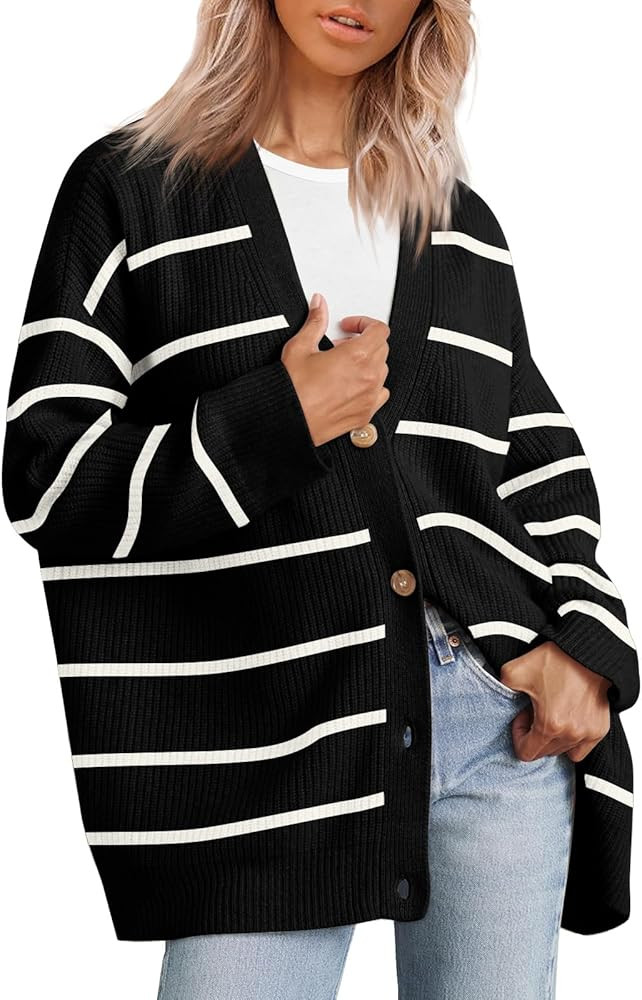 LILLUSORY Women's Cardigan 2023 Open Front Oversized Button Lightweight Sweaters V Neck Loose Car... | Amazon (US)
