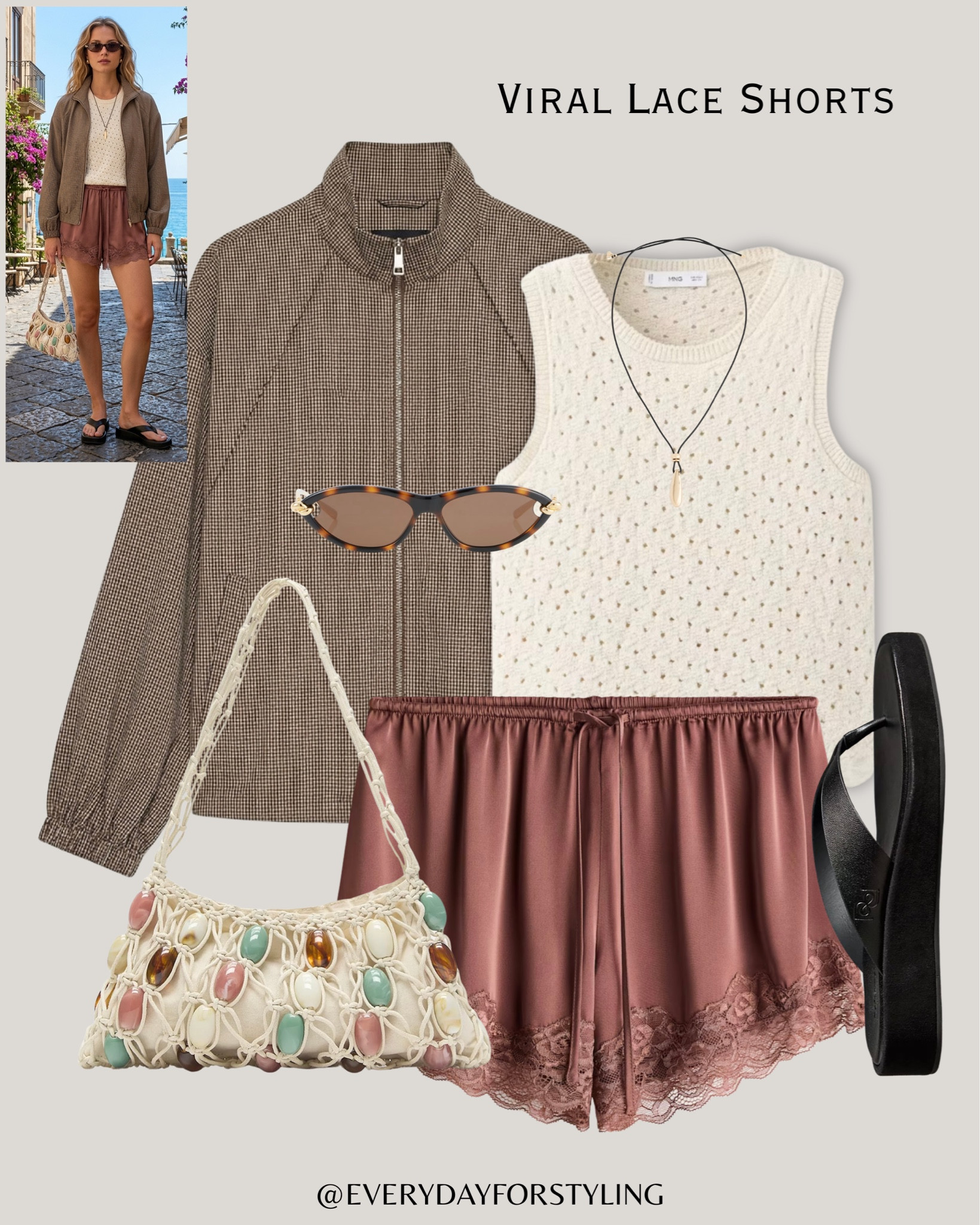 Moody mauve satin with a houndstooth jacket and knit vest — this is the quiet luxury summer edit nobody expected 🤎

viral lace shorts, satin lace shorts outfit, lace hem shorts styling, European summer outfit, quiet luxury summer, affordable chic outfits, H&M summer finds, summer outfit inspo, casual chic looks, lace shorts street style, summer fashion 2026, how to style shorts, elevated casual outfits, neutral summer aesthetic, high street fashion finds, outfit carousel ideas, summer wardrobe essentials, layered summer looks, soft girl summer aesthetic, style inspiration women, everydayforstyling 

#LaceShortsStyling, #EuropeanSummerStyle, #ViralLaceShorts, #StreetStyleOutfits, #SummerOutfitInspo

#LTKTravel #LTKSeasonal #LTKSaleAlert