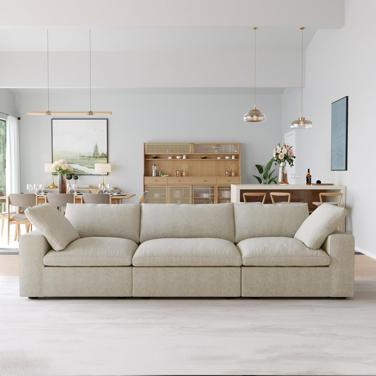 Sdorens Modern Modular Sectional Sofa 3 Seat, Cushion Covers Removable, 120.45" Minimalist Sofa C... | Amazon (US)