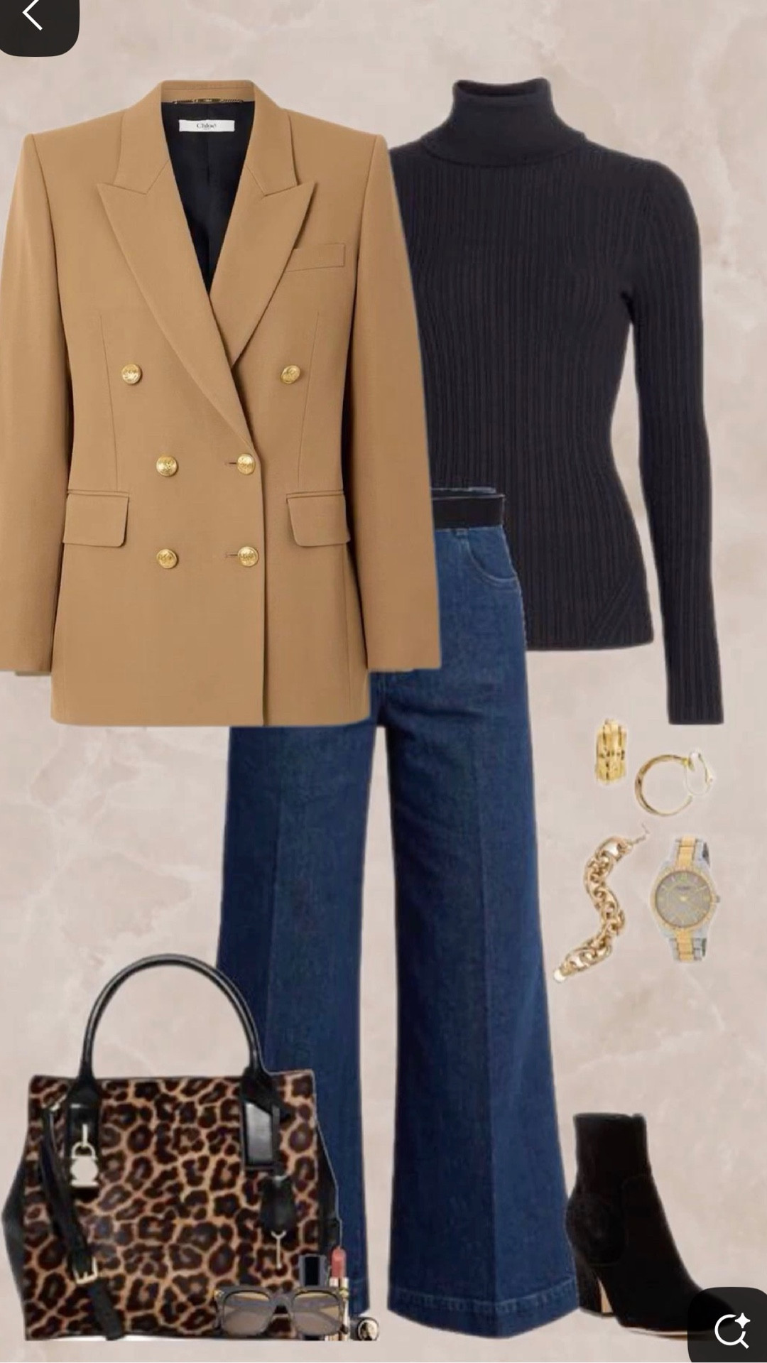 Power Dressing with Personality 💼🐆

The blazer that means business! Camel + navy = timeless professionalism, but that leopard tote? That’s all personality.

The outfit:
Camel double-breasted blazer + navy turtleneck + wide-leg jeans + ankle boots + leopard print bag

Why it works:
Structured blazer = instant authority. Navy turtleneck keeps it polished. Wide-leg jeans make it modern (yes, you can wear denim to work!). And that leopard bag? The perfect way to add edge without sacrificing professionalism.

Pro tip: When your outfit is mostly neutral, one bold accessory (like leopard print) makes the whole look memorable!

Perfect for office days, client meetings, or anytime you need to look powerful but approachable.

#LTK #LTKstyletip #LTKworkwear #LTKfindsunder200 #LTKitbag #PowerDressing #WorkwearStyle #CamelBlazer #LeopardPrint #OOTD #ProfessionalStyle