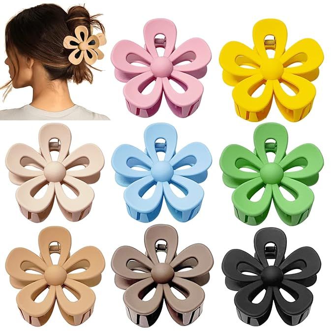 8PCS Flower Claw Clips, Hair Clips for Thick Hair, Matte Non Slip Strong Hold Women Girls, Large ... | Amazon (US)