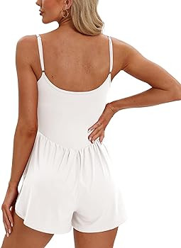 Beaully Women's Summer Sleeveless Rompers Spaghetti Strap Double Lined Shorts Jumpsuit One Piece ... | Amazon (US)