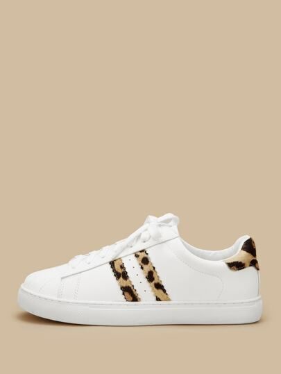 Leopard Print Lace-up Sneakers | SHEIN