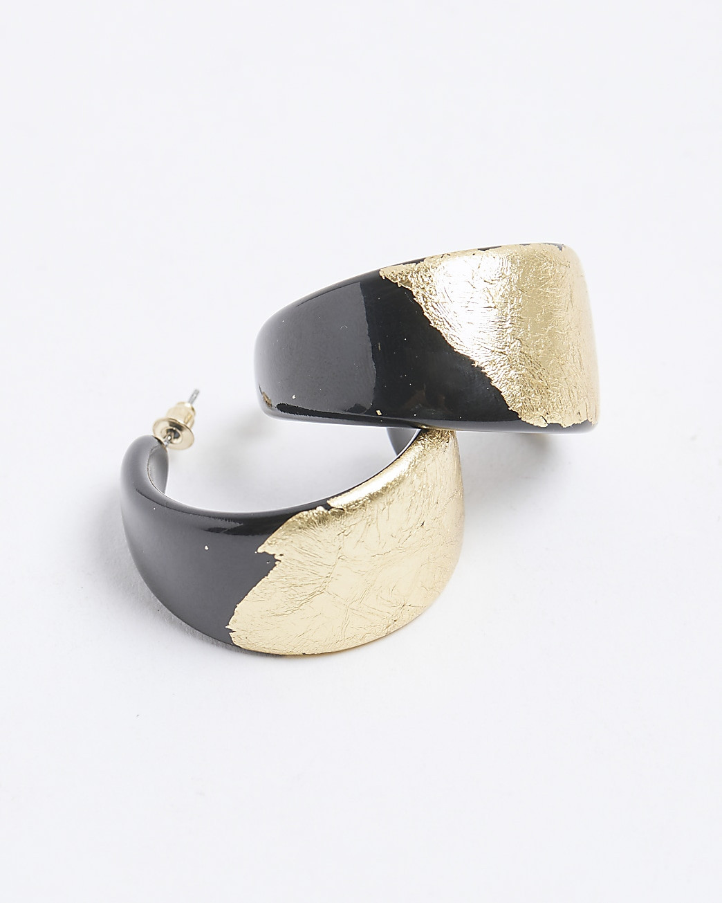 Black foil detail hoop earrings | River Island (UK & IE)