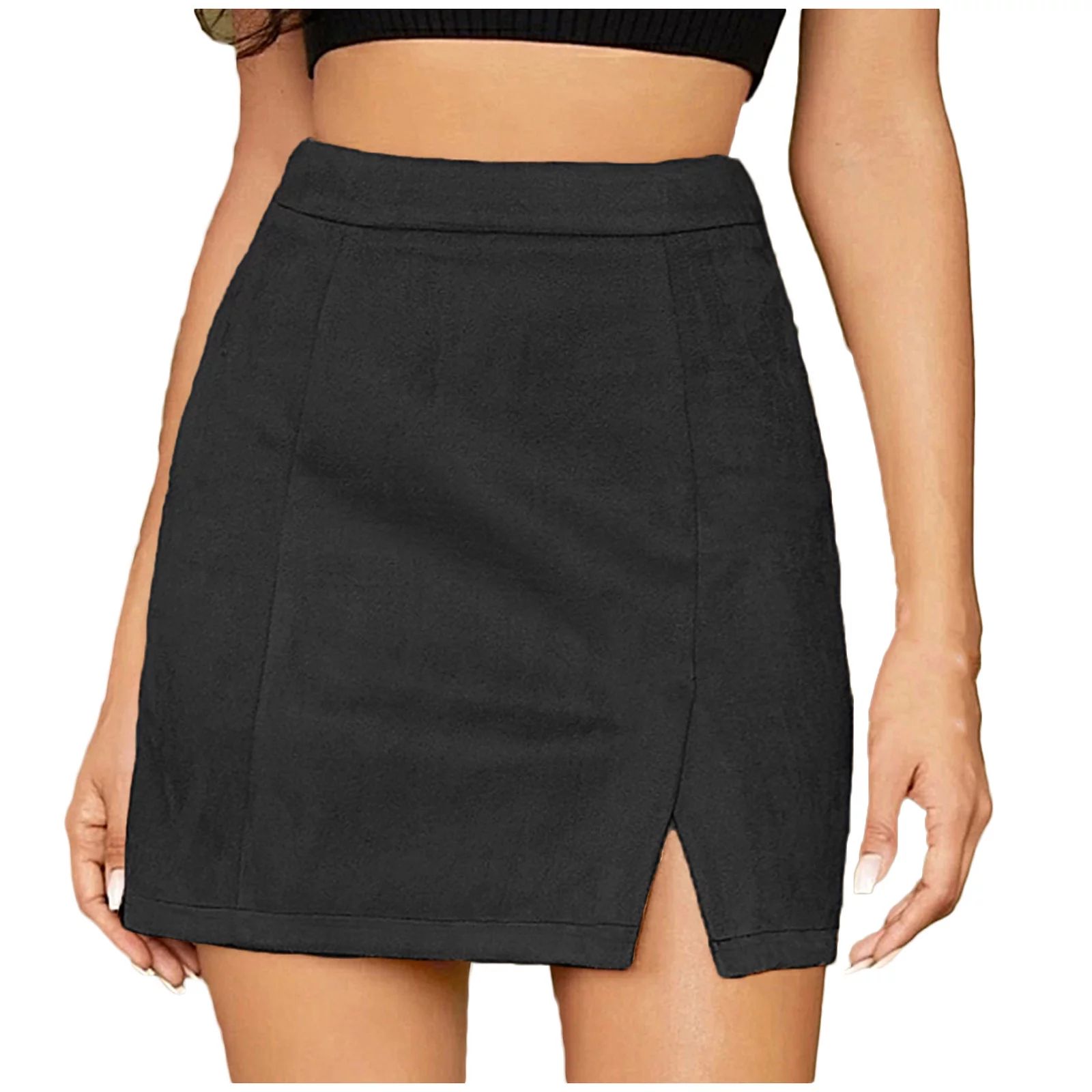 Trendy Skort Skirt for Women's High Waist Faux Suede Printed Skirts Slim Fit Split Bodycon Short ... | Walmart (US)