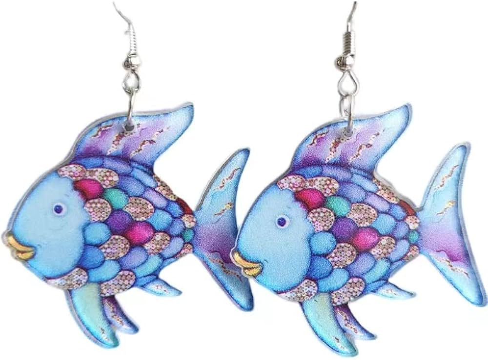 Rainbow Fish Earrings for Teachers, Educators, Librarians and more. Super cute Rainbow Fish Book ... | Amazon (US)