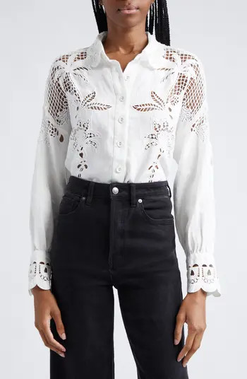 White Palms Linen Button-Up Shirt | Nordstrom