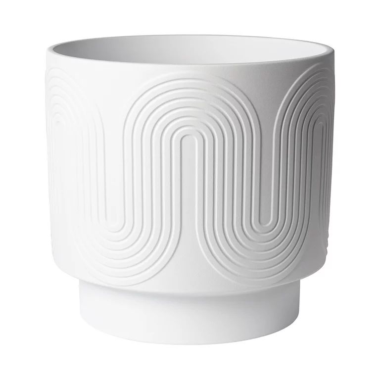 Better Homes & Gardens 12”D x 11.25”H Round Ceramic Wave Planter, White | Walmart (US)