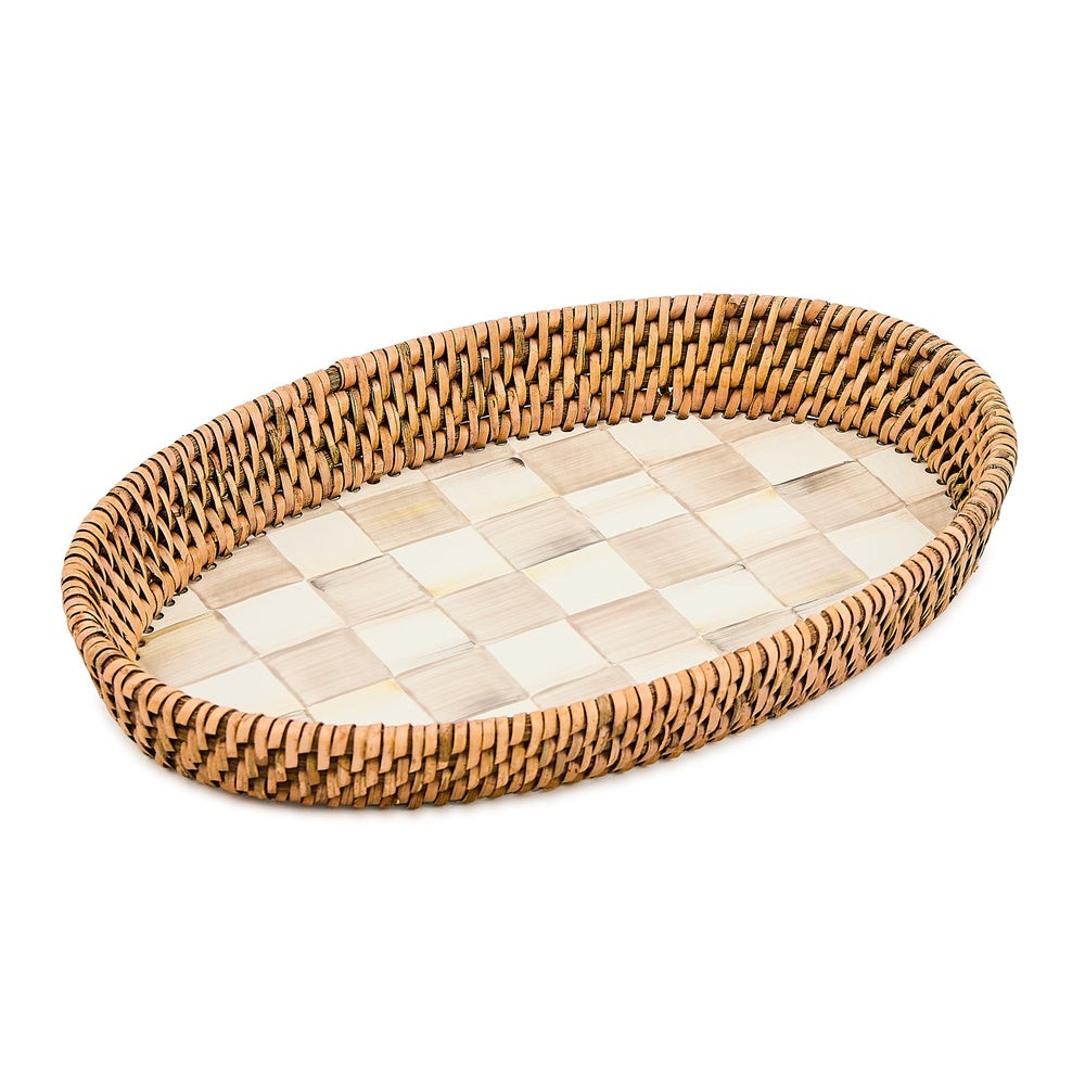 Check Enamel & Rattan Tray | MacKenzie-Childs