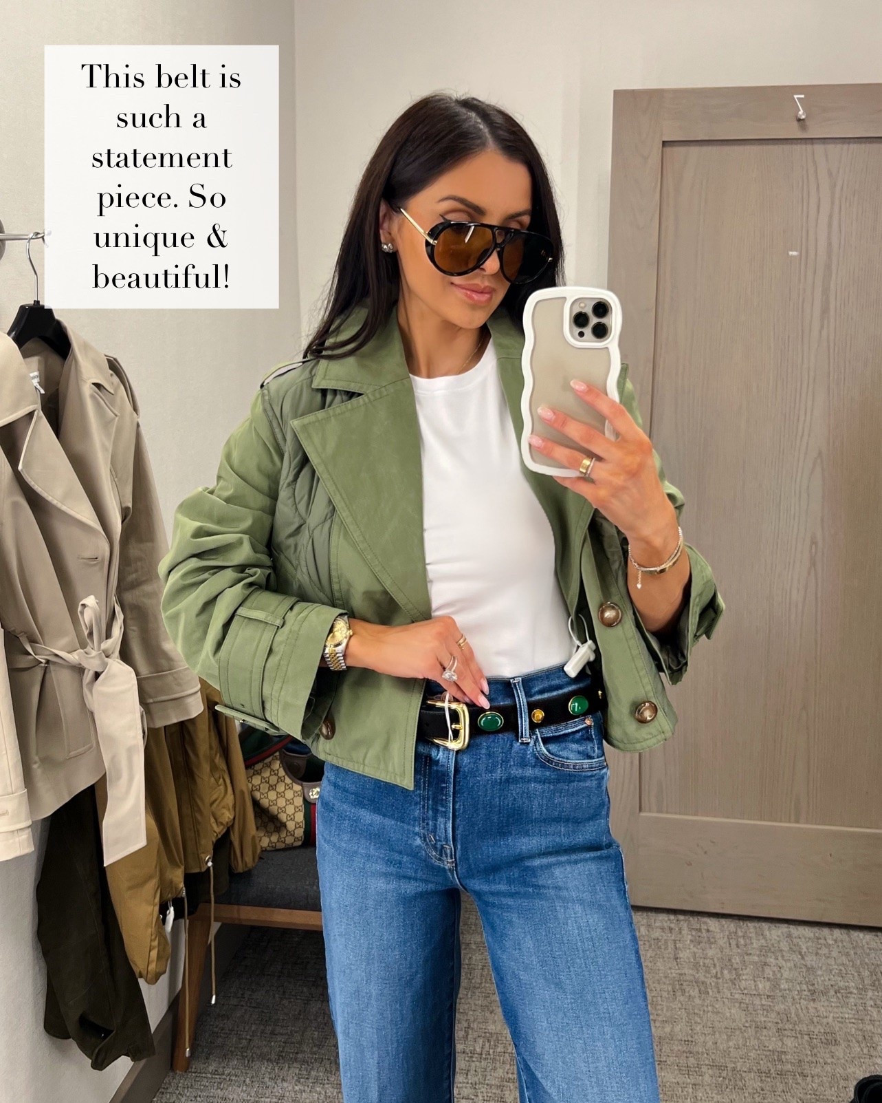 Nordstrom anniversary sale picks I’m buying 
Veronica beard mixed media jacket wearing an xs
Mother kick it jeans wearing a 23 (size down)  - my favorite pair from the #NSALE
Nordstrom white tee wearing an xs
Veronica beard embellished belt

#LTKOver40 #LTKSaleAlert #LTKootd