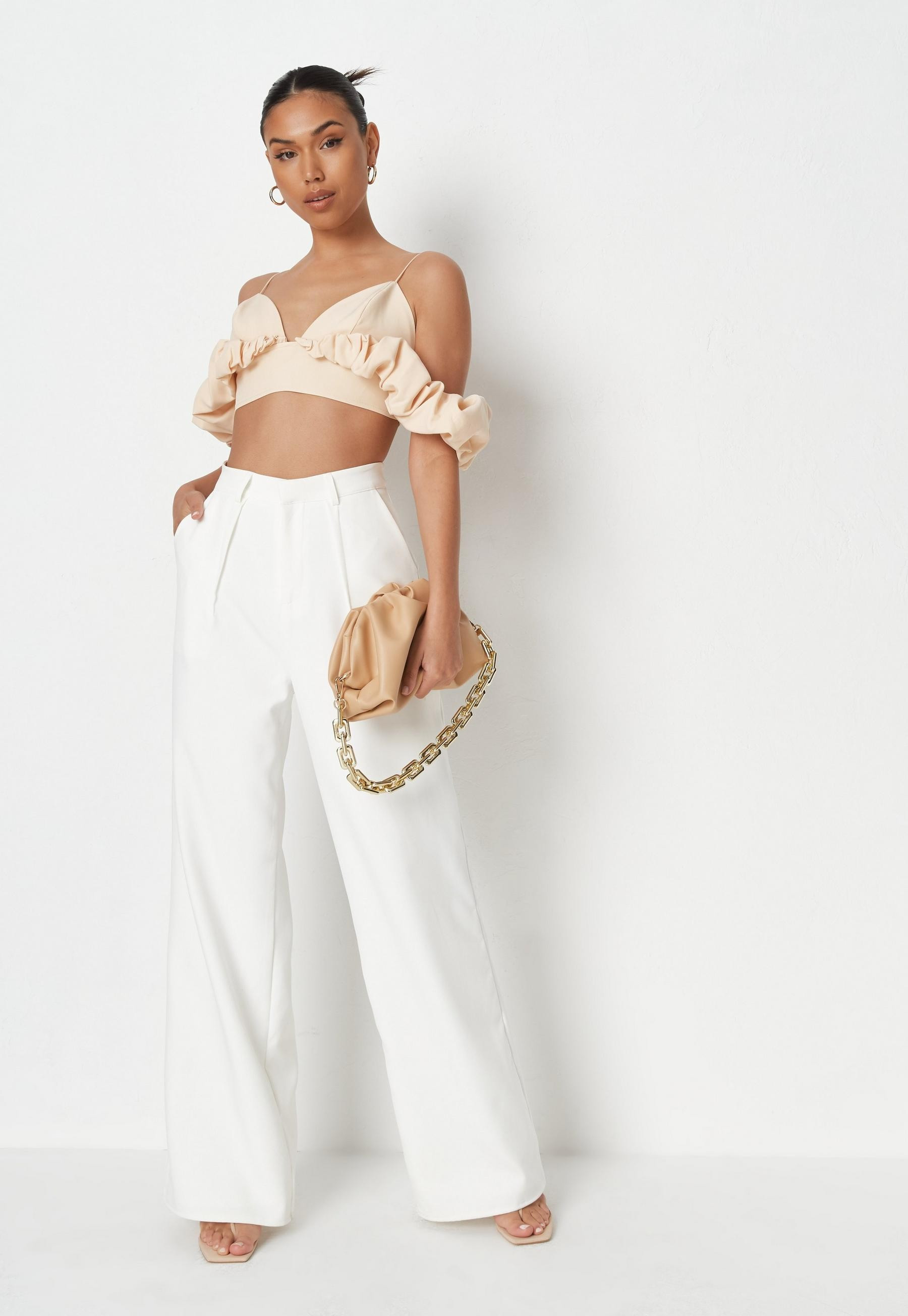 Cream Puff Ruffle Bardot Bralet | Missguided (UK & IE)