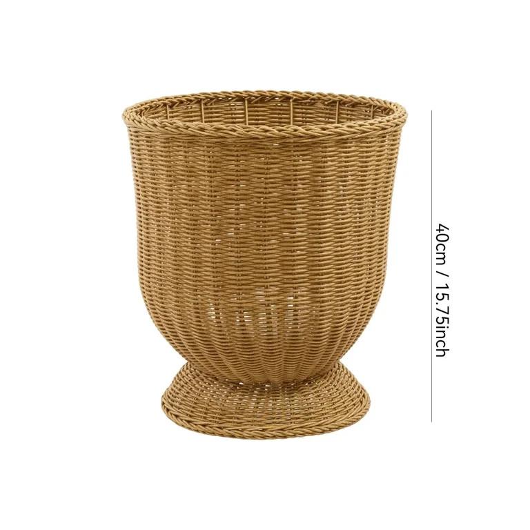 15.8" Rattan Woven Urn-Style Planter,All-Season Decorative Plant Pot for Indoor Outdoor,Rustic Pe... | Walmart (US)