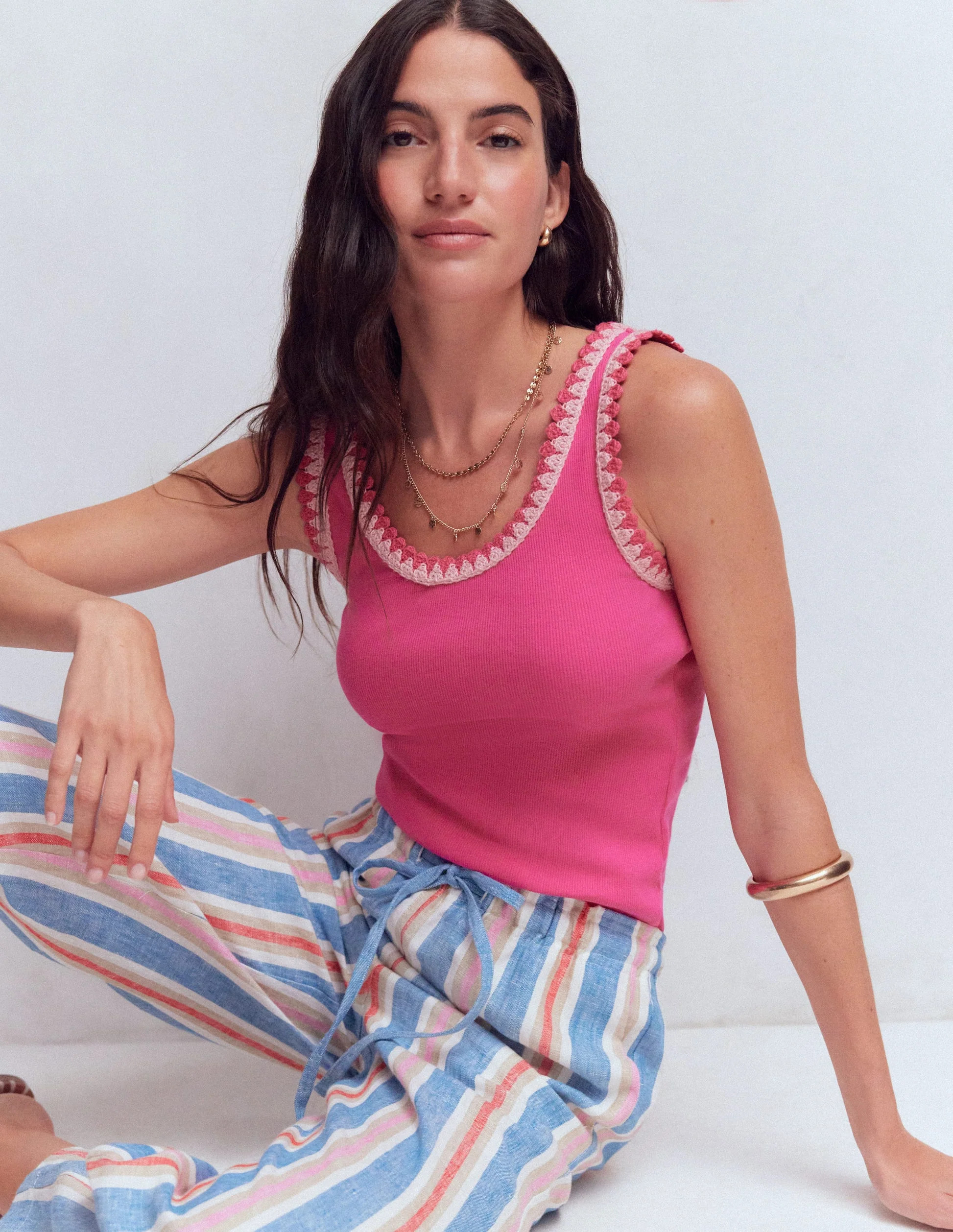 Maddie Trim Detail Vest-Pink Peony | Boden (US)