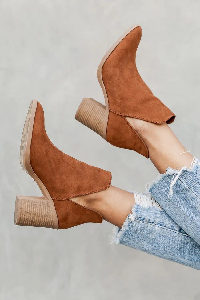 Heidi Chestnut Side Slit Booties | Pink Lily