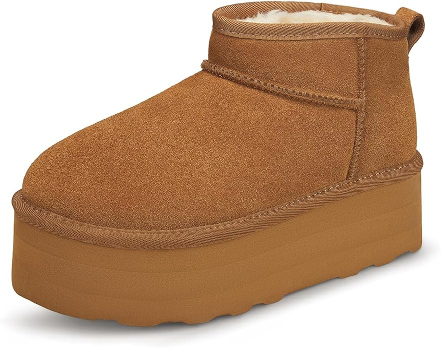 ATHMILE Boots for Women Suede Platform Boot Winter Warm Ankle Snow Womens Boots Waterproof Comfor... | Amazon (US)