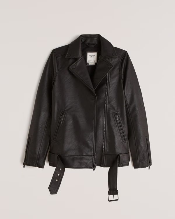 Women's Faux Leather Biker Jacket | Women's Coats & Jackets | Abercrombie.com | Abercrombie & Fitch (US)
