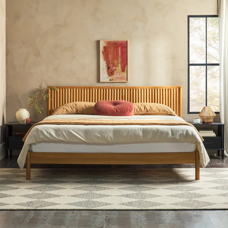 Asho Solid Wood Platform Bed with Reeded Headboard | Wayfair North America