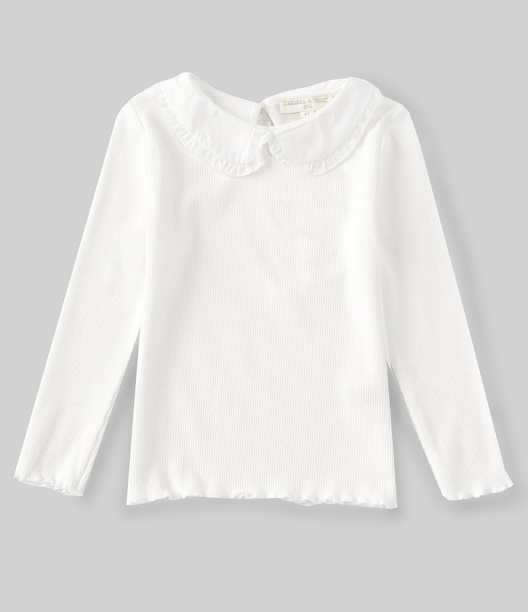 Chelsea & Violet Little Girls 2T-6X Long Sleeve Woven Collar Rib Top | Dillard's | Dillard's