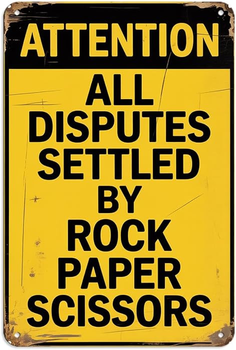 Funny Rules Tin Sign All Disputes Settled By Rock Paper Scissors Vintage Metal Signs Metal Tin Wa... | Amazon (US)