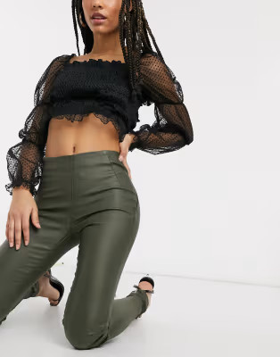 Object coated leggings in green | ASOS (Global)