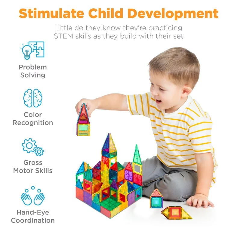 Best Choice Products 110-Piece Kids Magnetic Tiles Set Construction Building Blocks Educational S... | Walmart (US)