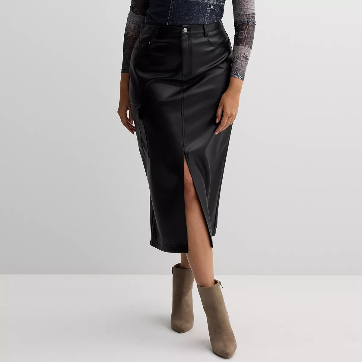 Women's INTEMPO™ Pleather Midi Skirt | Kohl's