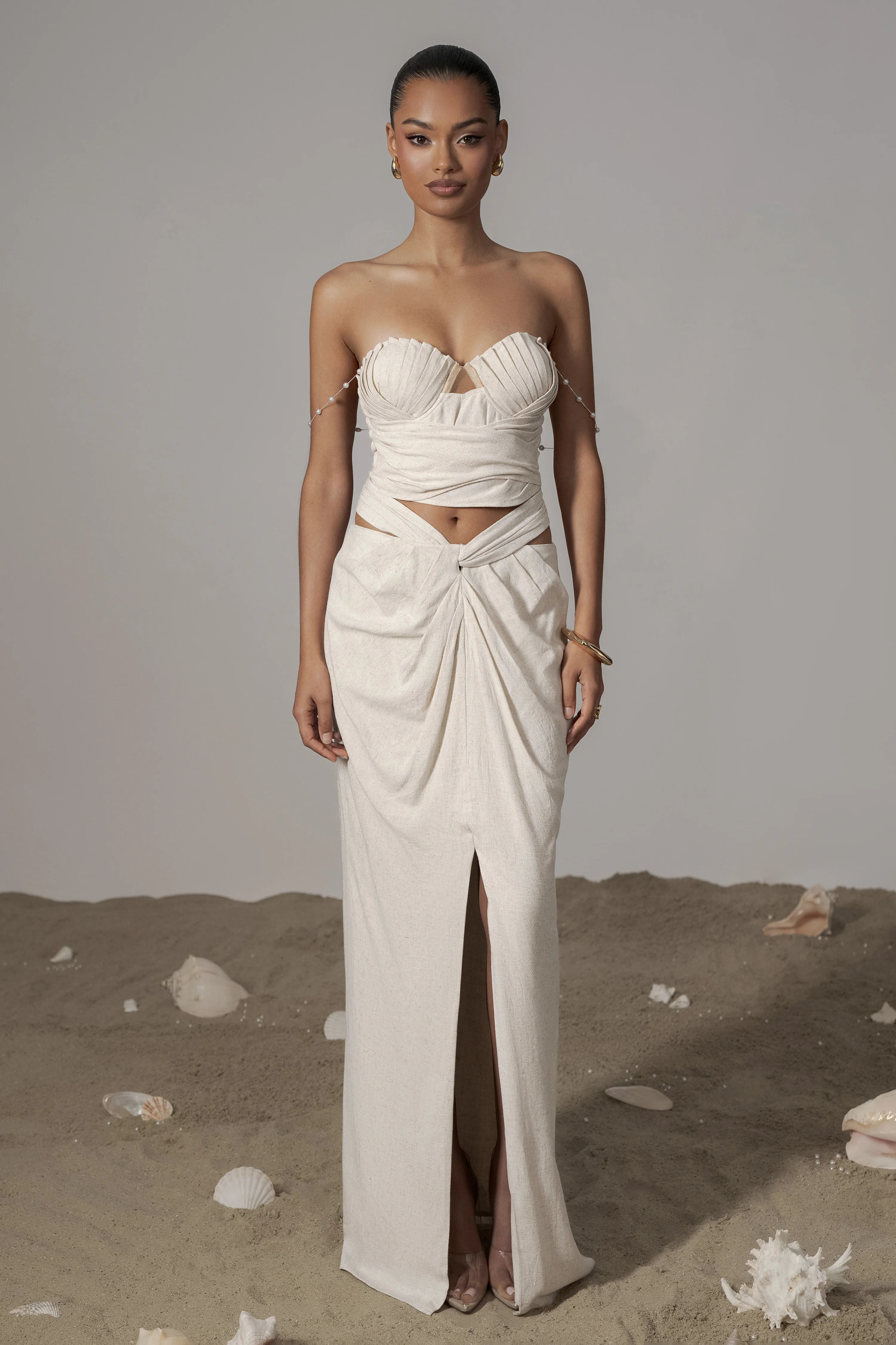 Ivory Dreamland Linen Skirt | JLUXLABEL