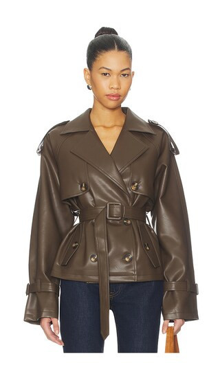 ALL THE WAYS Ahmeira Faux Leather Jacket in Brown. - size L | Revolve Clothing (Global)