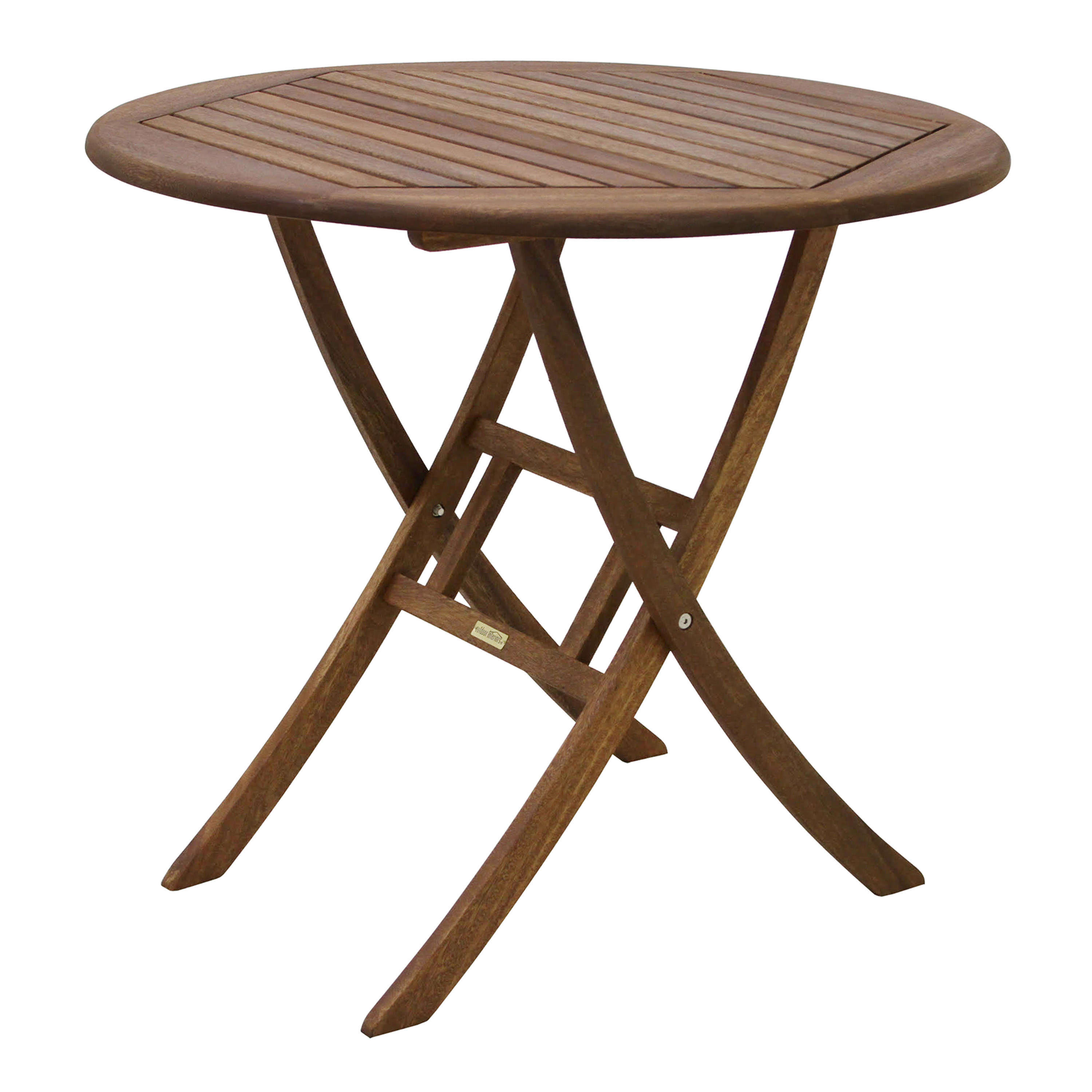 Pampas Round Brown Eucalyptus Folding Outdoor Dining Table | World Market