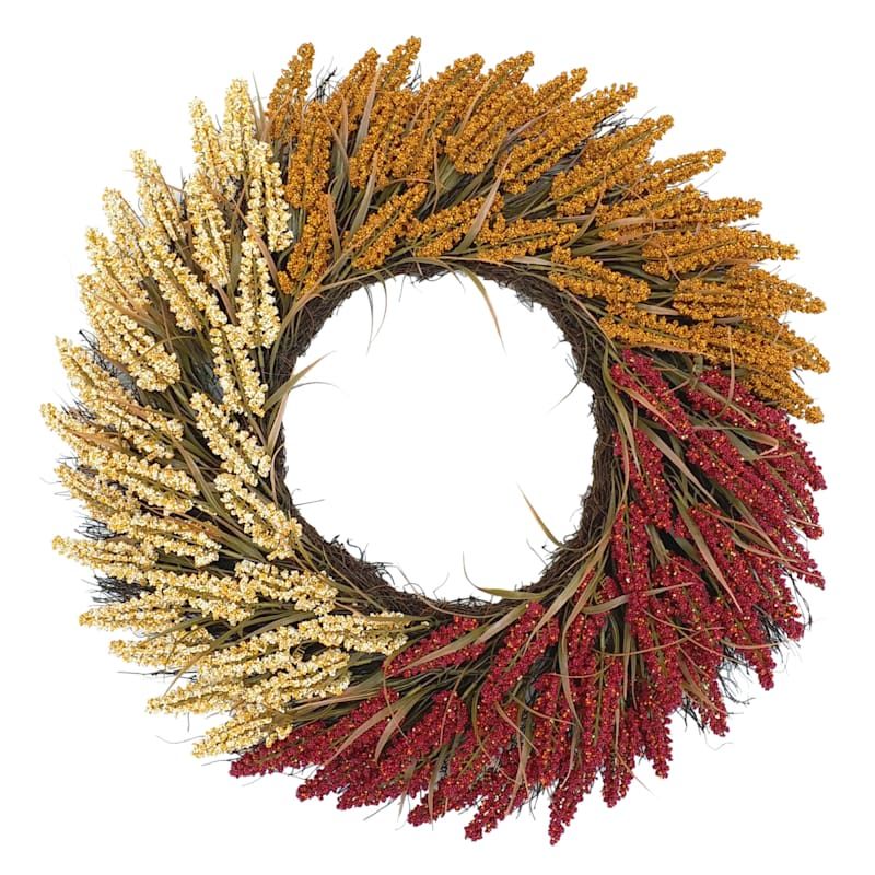 Orange, Yellow & Red Heather Wreath, 28" | At Home