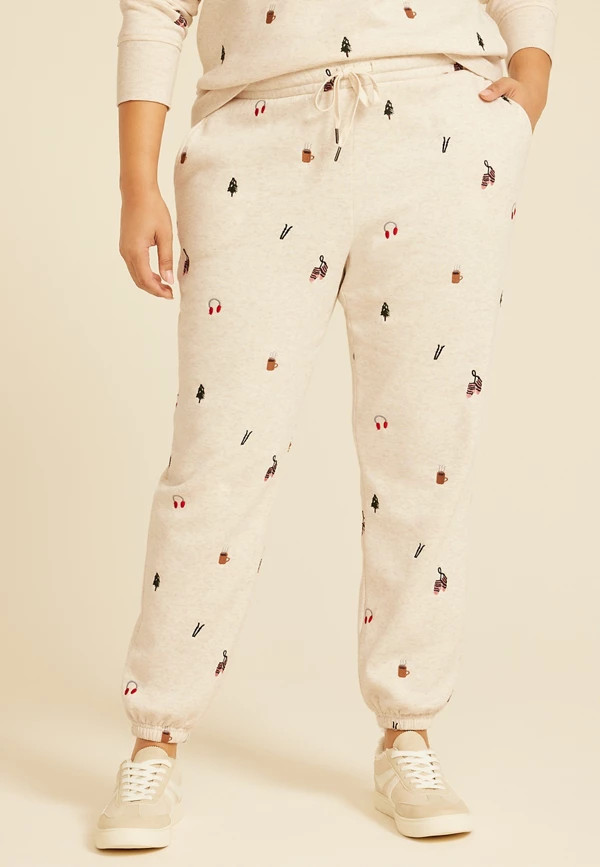 Plus Size Holiday Embroidered Jogger | Maurices