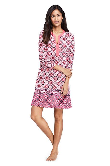 Women's Swim Cover-up Tunic Dress with UV Protection Print | Lands' End (US)