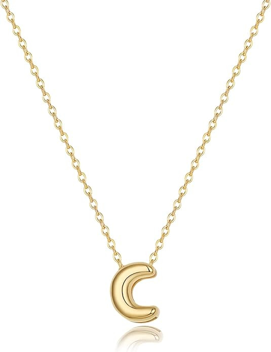 Initial Necklaces for Women Bubble Gold Silver Letter Necklace Dainty Personalized Charm Pendant ... | Amazon (US)