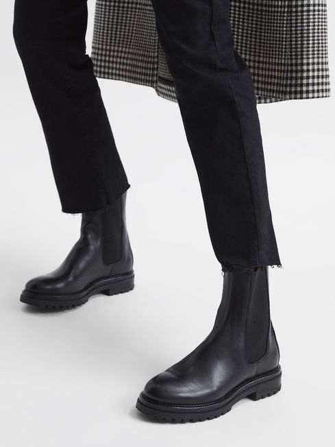 Leather Pull On Chelsea Boots | Reiss US