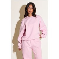 Petite Baby Pink Oversized Crew Sweatshirt | PrettyLittleThing US