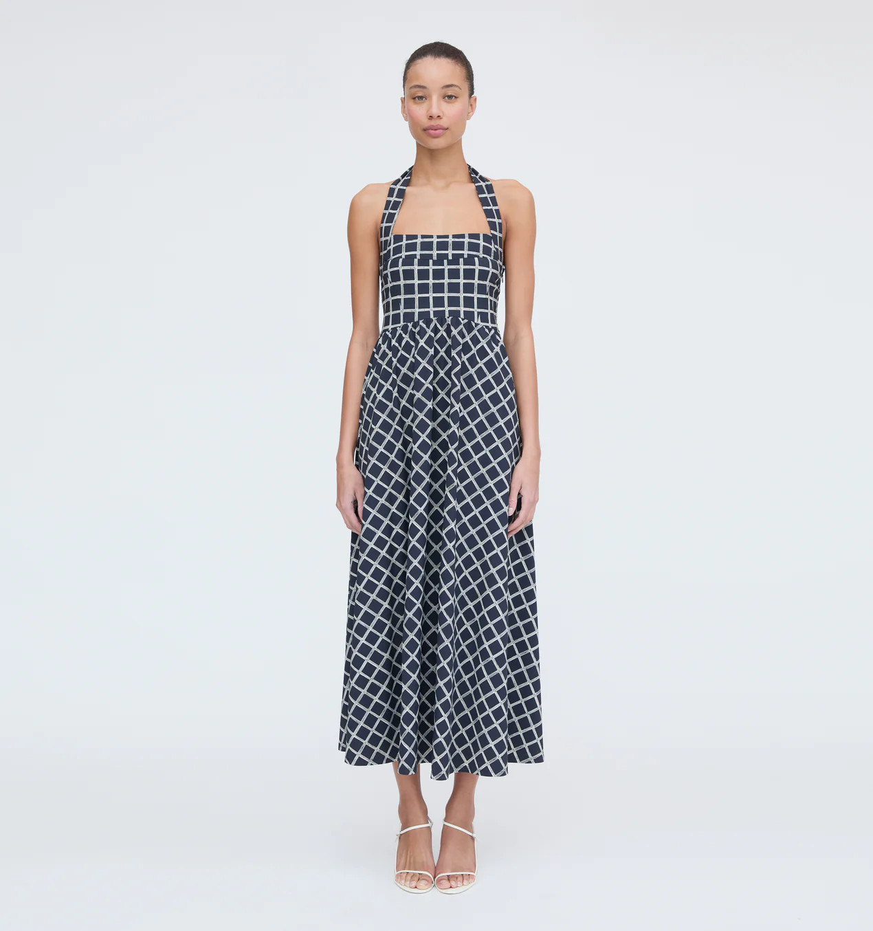 The Fleur Midi Dress - Grecian Check Jersey | Hill House Home US