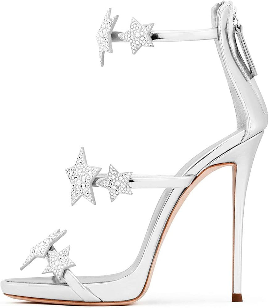 Zkd252s Women's Sexy Peep Toe Stilett Zip Super High Heel with 12 cm Comfortable Easy Walking Cry... | Amazon (US)