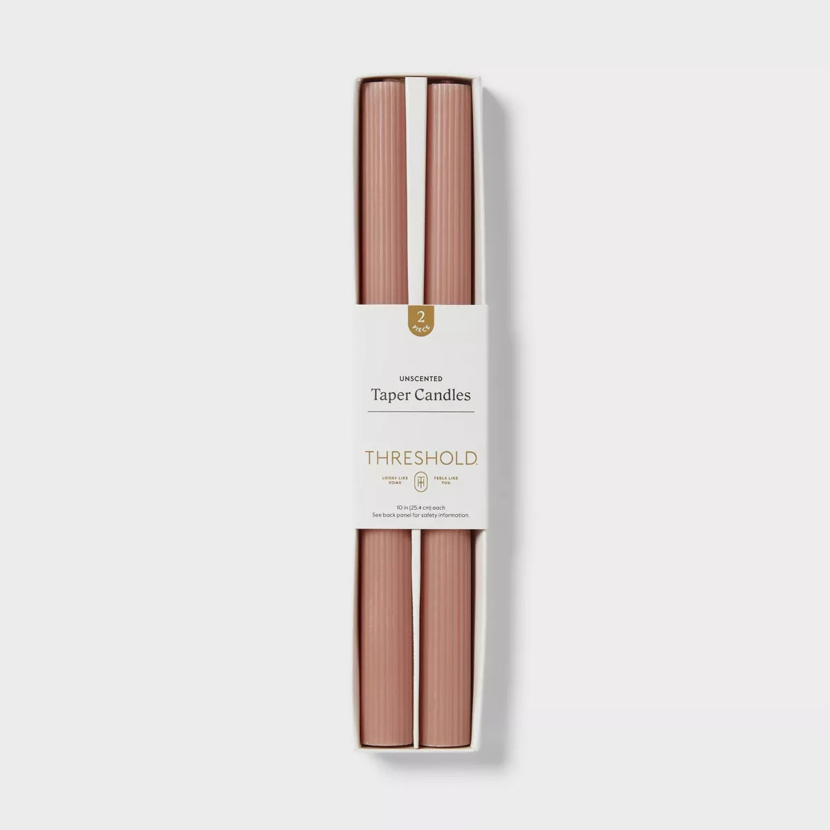 2pk 1.06oz 10" Coffee Quartz Unscented Ribbed Taper Flame Candles - Threshold™ | Target