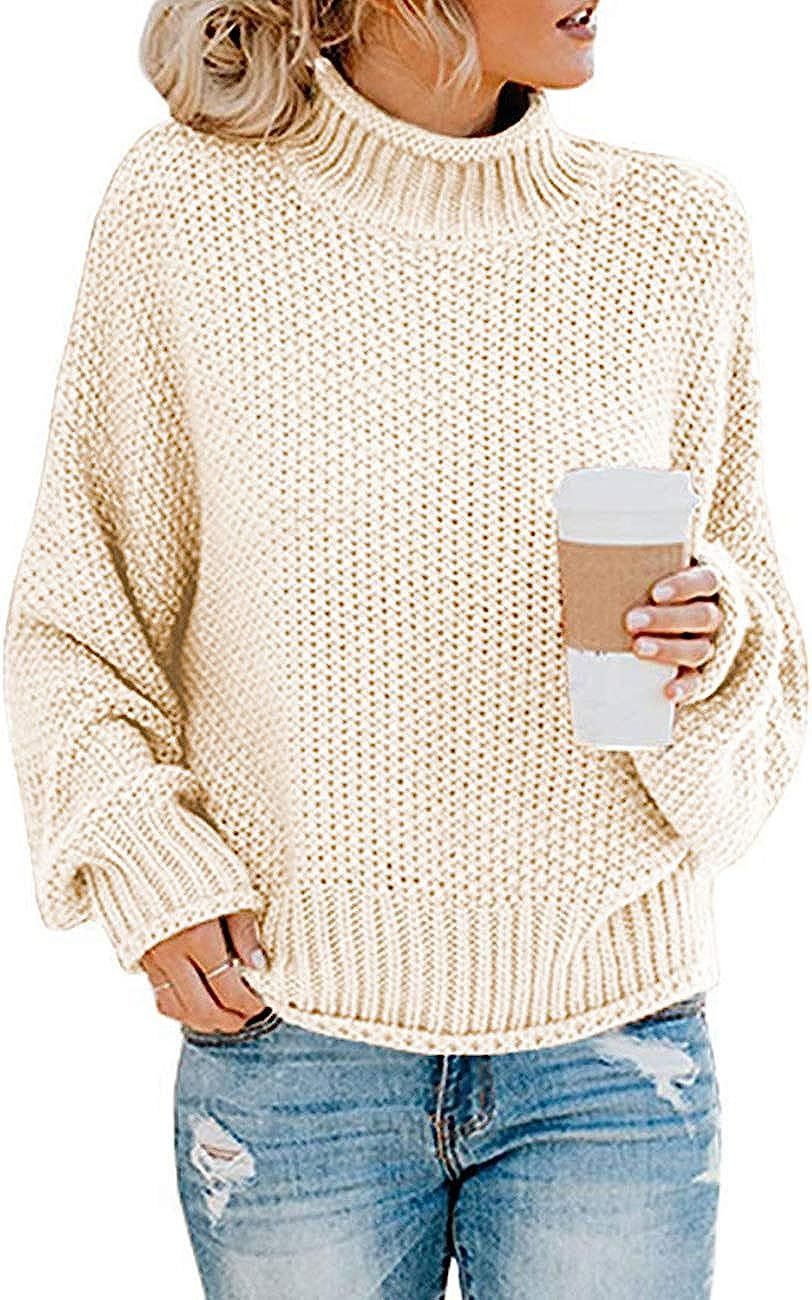 ZESICA Women's Turtleneck Sweaters Long Batwing Sleeve Oversized Chunky Knitted Pullover Tops | Amazon (US)