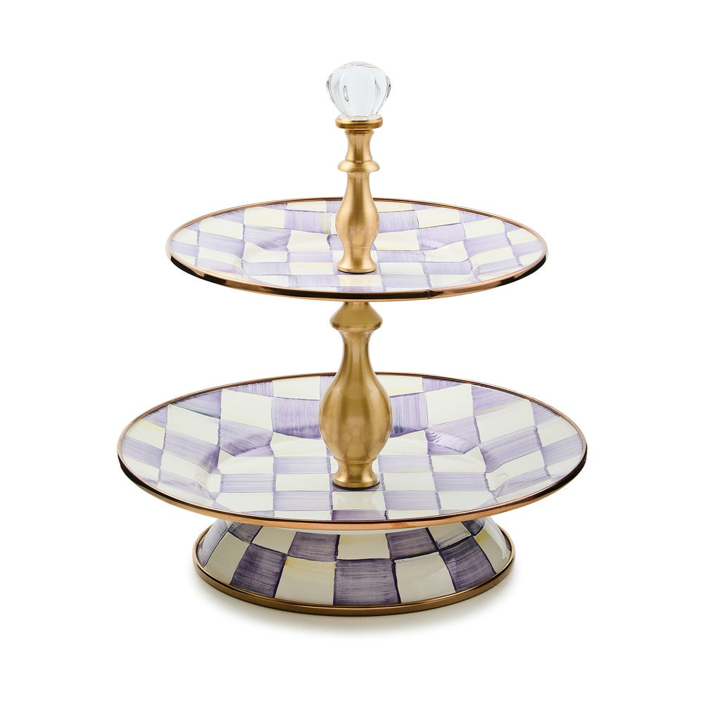 Violet Check Two Tier Sweet Stand | MacKenzie-Childs