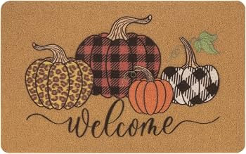 Hello Pumpkin Welcome Coir Door Mat - Halloween Pumpkin Outdoor Indoor Entrance Door Mat Non Slip... | Amazon (US)