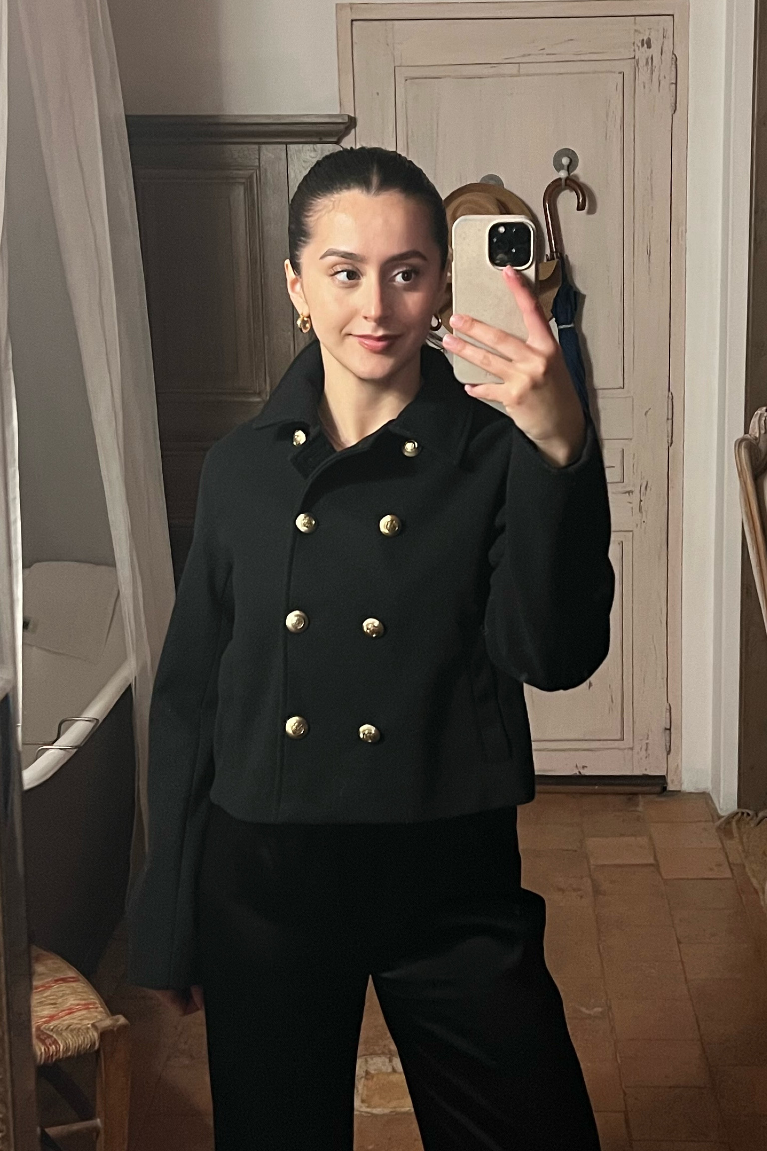 Black cardigan, black knitted cardigan, classic cardigan, Chanel inspired cardigan, H&M cardigan, satin trousers, gold hoop earrings, dinner outfit, black outfit, spring outfit 

#LTKSpringSale #LTKstyletip #LTKfindsunder50