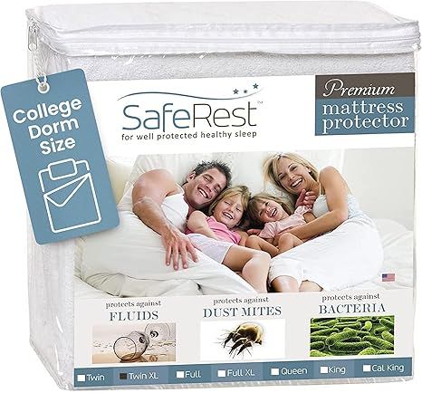 SafeRest Mattress Protector - Twin XL - College Dorm Room Bed Size - Cotton Terry Waterproof Matt... | Amazon (US)