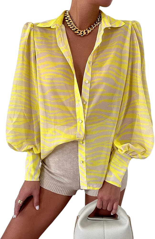 EVALESS Womens Tops Button Down Shirts Print Long Sleeve Blouses for Women Fashion 2023 | Amazon (US)