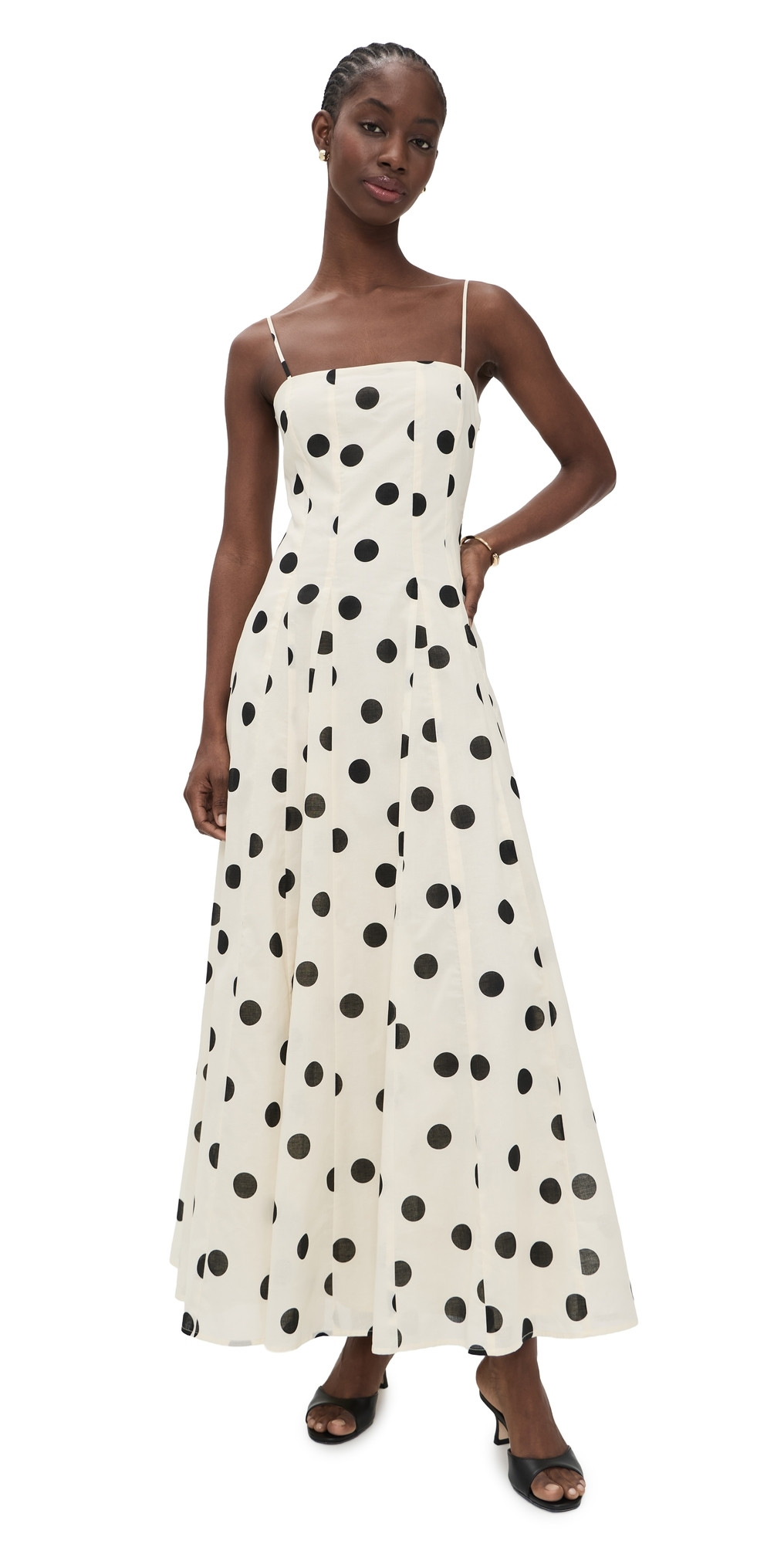 WAYF Carolina Godet Dress Ant Ivory Polka Dot M | Shopbop
